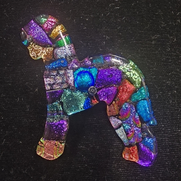 unbranded Jewelry - Dichroic Fused Glass Artisan Made  Horse Pony Animal Pin Brooch